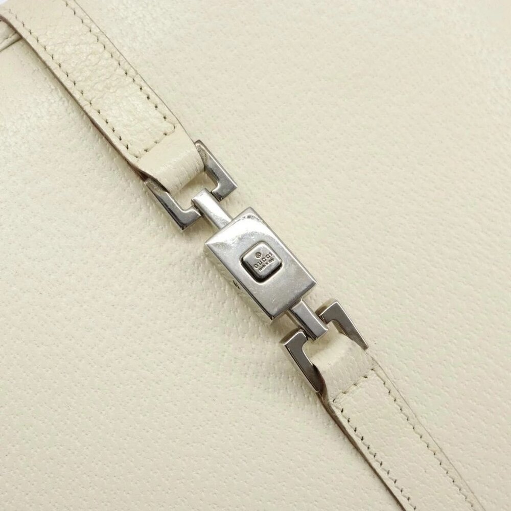 GUCCI Jackie Hand Bag Leather White Silver - Picture 12 of 16